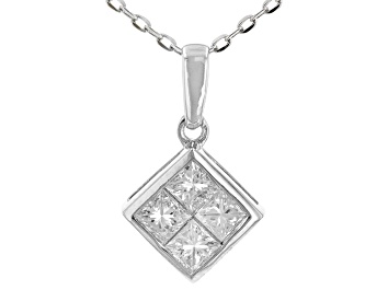 Picture of White Diamond 10k White Gold Quad Pendant With 18" Cable Chain 0.30ctw