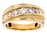 White Diamond 10k Yellow Gold Mens Band Ring 1.00ctw