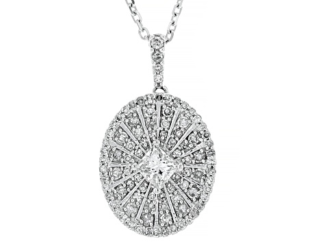 White Diamond 10k White Gold Drop Pendant With 18" Cable Chain 0.50ctw