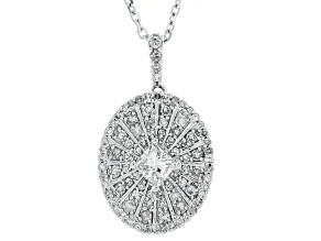 White Diamond 10k White Gold Drop Pendant With 18" Cable Chain 0.50ctw