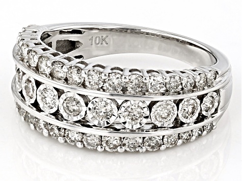 White Diamond 10k White Gold Band Ring 1.00ctw