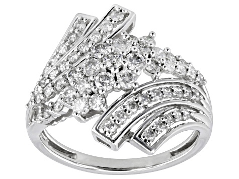 White Diamond 10k White Gold Bypass Ring 1.00ctw - DOE330 | JTV.com