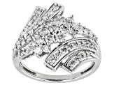 White Diamond 10k White Gold Bypass Ring 1.00ctw