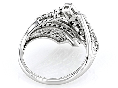 White Diamond 10k White Gold Bypass Ring 1.00ctw