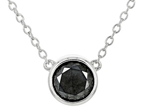 Black Diamond Rhodium Over Sterling Silver Solitaire Necklace 1.00ctw