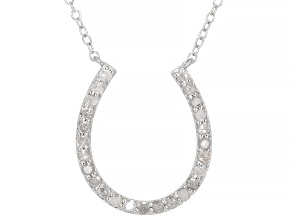 White Diamond Rhodium Over Sterling Silver Horseshoe Necklace 0.55ctw