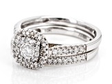 White Diamond 10k White Gold Halo Ring With Matching Band 0.50ctw