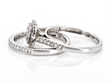 White Diamond 10k White Gold Halo Ring With Matching Band 0.50ctw