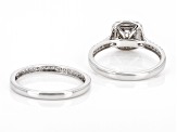 White Diamond 10k White Gold Halo Ring With Matching Band 0.50ctw