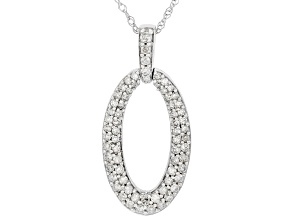 White Diamond 10k White Gold Drop Pendant With 18" Rope Chain 0.50ctw