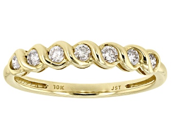 Picture of White Diamond 10k Yellow Gold Band Ring 0.25ctw