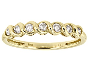 White Diamond 10k Yellow Gold Band Ring 0.25ctw