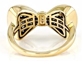 White Diamond 10k Yellow Gold Bow Ring 1.00ctw