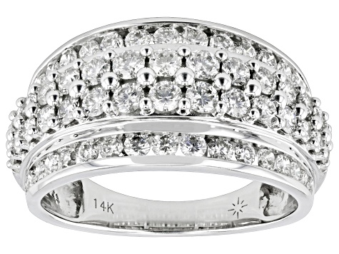 White Diamond 14k White Gold Multi-Row Band Ring 1.50ctw