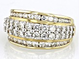 White Diamond 14k Yellow Gold Multi-Row Band Ring 1.50ctw