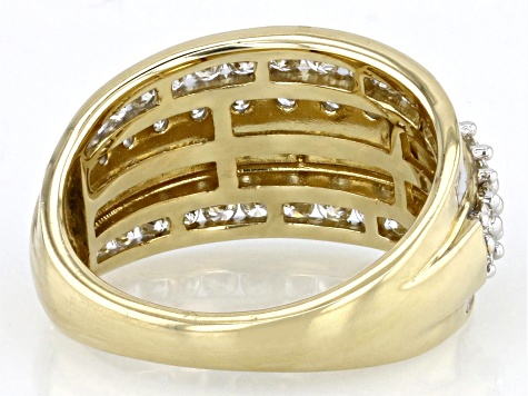 White Diamond 14k Yellow Gold Multi-Row Band Ring 1.50ctw