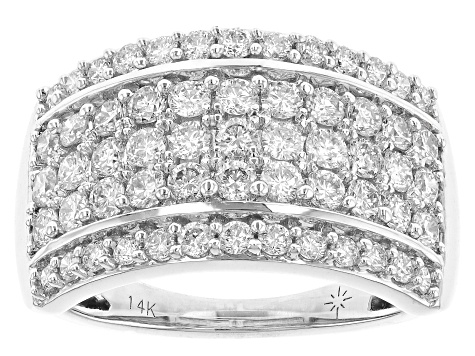 White diamond 14k White Gold Multi-Row Band Ring 1.50ctw