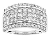 White diamond 14k White Gold Multi-Row Band Ring 1.50ctw