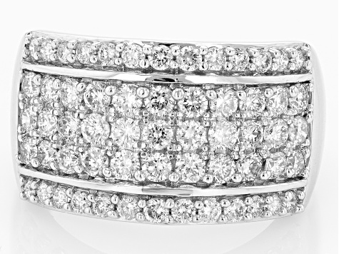 White diamond 14k White Gold Multi-Row Band Ring 1.50ctw