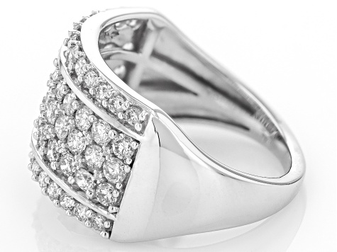 White diamond 14k White Gold Multi-Row Band Ring 1.50ctw