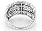 White diamond 14k White Gold Multi-Row Band Ring 1.50ctw