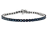 Blue Diamond Rhodium Over Sterling Silver Tennis Bracelet 1.00ctw
