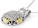 White Diamond Rhodium And 14k Yellow Gold Over Sterling Silver Cluster Pendant With Chain 0.40ctw