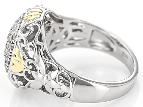White Diamond Rhodium And 14k Yellow Gold Over Sterling Silver Cluster Ring 0.40ctw