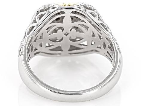 White Diamond Rhodium And 14k Yellow Gold Over Sterling Silver Cluster Ring 0.40ctw