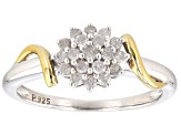 White Diamond Rhodium And 14k Yellow Gold Over Sterling Silver Cluster Ring 0.33ctw