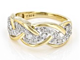 White Diamond 14k Yellow Gold Over Sterling Silver Crossover Band Ring 0.55ctw