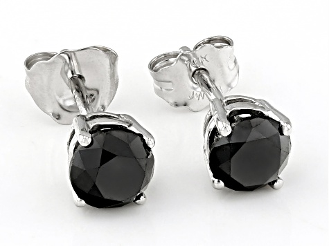 Black Diamond 10k White Gold Solitaire Stud Earrings 1.00ctw