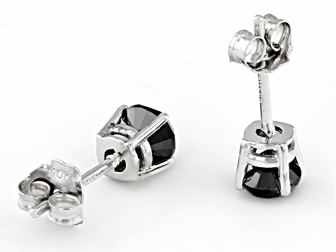 Black Diamond 10k White Gold Solitaire Stud Earrings 1.00ctw DOE359 JTV