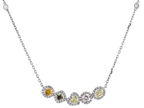 Multi-Color Diamond 18k White Gold Halo Necklace 1.50ctw