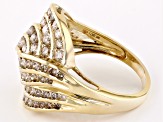 Champagne Diamond 10k Yellow Gold Crossover Ring 2.00ctw
