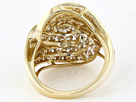 Champagne Diamond 10k Yellow Gold Crossover Ring 2.00ctw