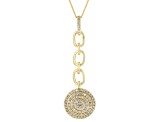 White Diamond 14k Yellow Gold Cluster Pendant With 20" Cable Chain 0.75ctw