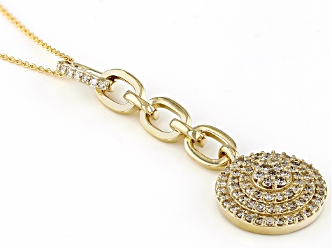 White Diamond 14k Yellow Gold Cluster Pendant With 20" Cable Chain 0.75ctw