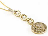 White Diamond 14k Yellow Gold Cluster Pendant With 20" Cable Chain 0.75ctw
