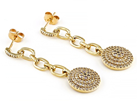 White Diamond 14k Yellow Gold Cluster Earrings 0.75ctw