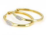 White Diamond 14k Yellow Gold Over Sterling Silver Hoop Earrings 0.15ctw