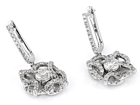 White Diamond 10k White Gold Drop Earrings 1.00ctw