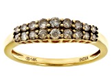 Champagne Diamond 14k Yellow Gold Band Ring 0.50ctw