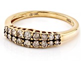 Champagne Diamond 14k Yellow Gold Band Ring 0.50ctw