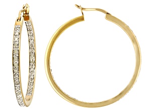 White Diamond 18k Yellow Gold Over Sterling Silver Inside-Out Hoop Earrings 0.50ctw