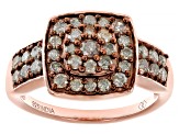 Champagne Diamond 18k Rose Gold Over Sterling Silver Cluster Ring 1.00ctw