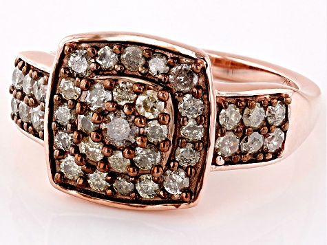Champagne Diamond 18k Rose Gold Over Sterling Silver Cluster