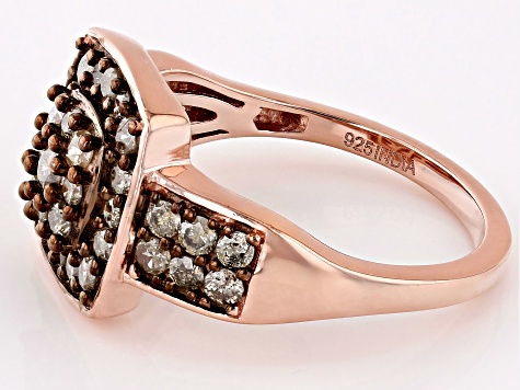 Champagne Diamond 18k Rose Gold Over Sterling Silver Cluster Ring 1.00ctw