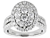 White Diamond 10k White Gold Cluster Ring 2.00ctw