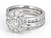 White Diamond 10k White Gold Halo Ring With Matching Band 2.50ctw